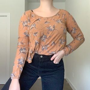 Free People Elsa Open Back Long Sleeve Floral Top
